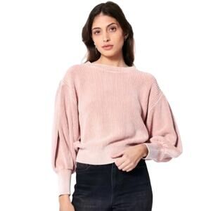 YFB Young Fabulous Broke Knit Sweater Apricot Pink Balloon Sleeve Women’s Medium